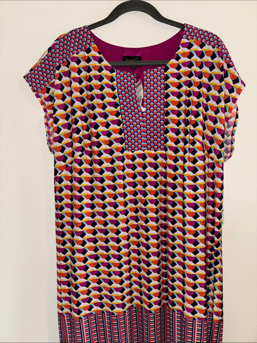 Laundry By Shelli Segal Multicolor Geometric Midi Dress - Pink, Yellow, Blue